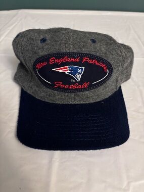Vintage New England Patriots Grey & Navy Wool Cap with adjustable strap